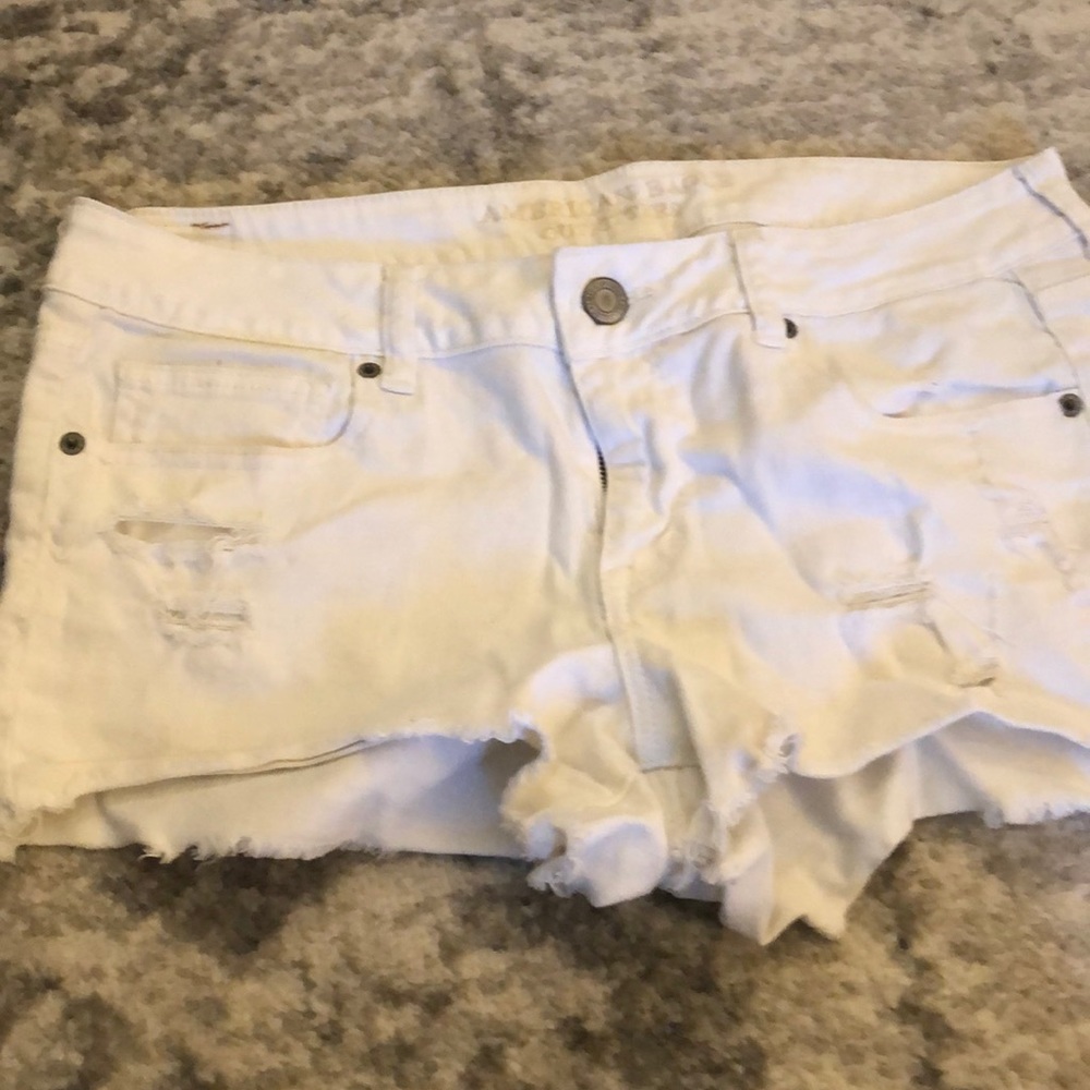 American Eagle White jean shorts